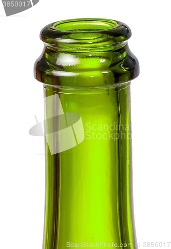 Image of Neck of green bottle of champagne
