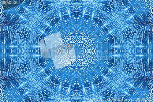 Image of Blue glass background with abstract foam pattern