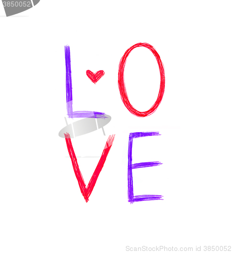 Image of Word ''Love'' with abstract heart
