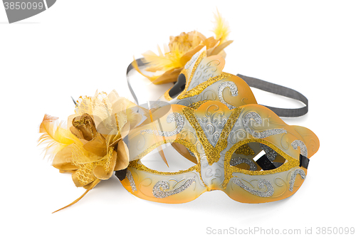 Image of Two yellow venetian masks