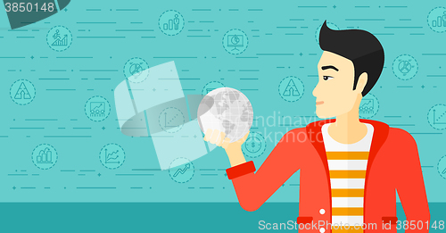 Image of Man holding globe.