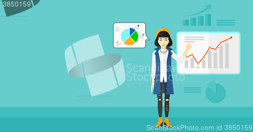 Image of Business woman presenting report.