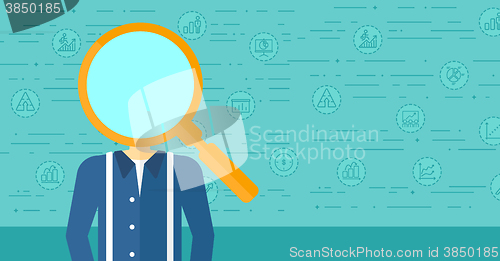 Image of Man with magnifier instead of head.