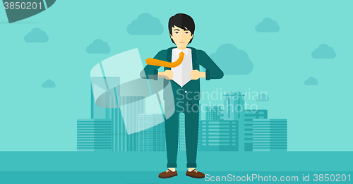 Image of Businessman taking off jacket.