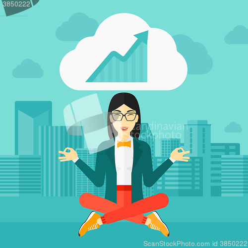 Image of Peaceful business woman meditating.