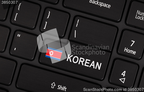 Image of Enter button with flag North Korea - Concept of language