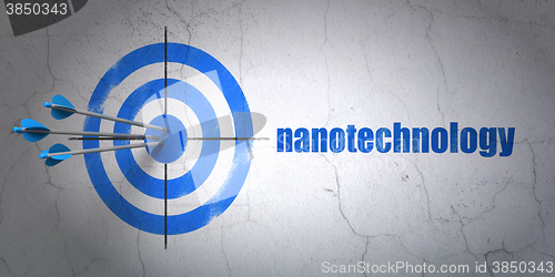 Image of Science concept: target and Nanotechnology on wall background