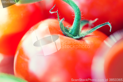 Image of close up of ripe juicy red tomatoes