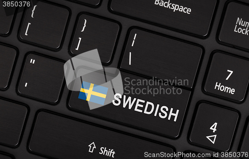 Image of Enter button with flag Sweden - Concept of language
