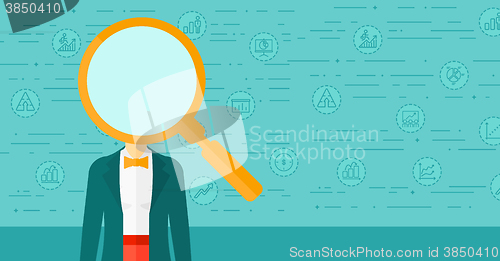 Image of Woman with magnifier instead of head.