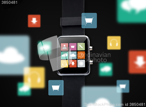 Image of close up of smart watch with menu icons on screen