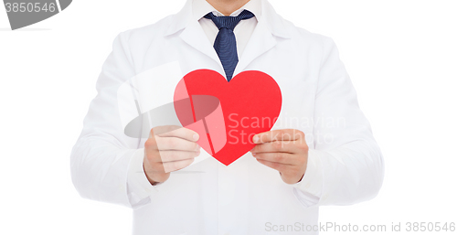 Image of male doctor with red heart