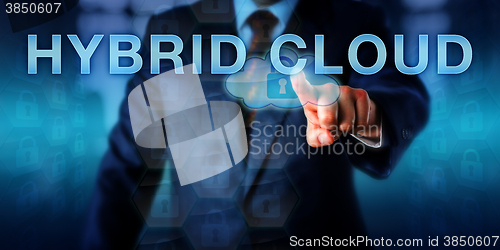 Image of Corporate Customer Pressing HYBRID CLOUD