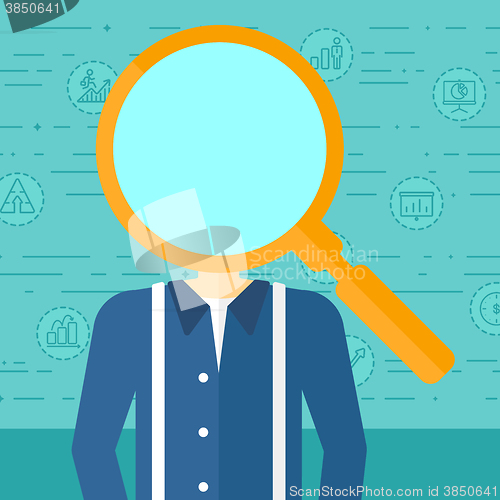 Image of Man with magnifier instead of head.