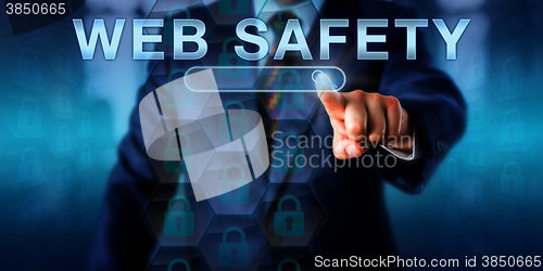 Image of Corporate Internet User Pressing WEB SAFETY