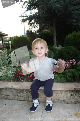 Image of Cute baby girl on the wall