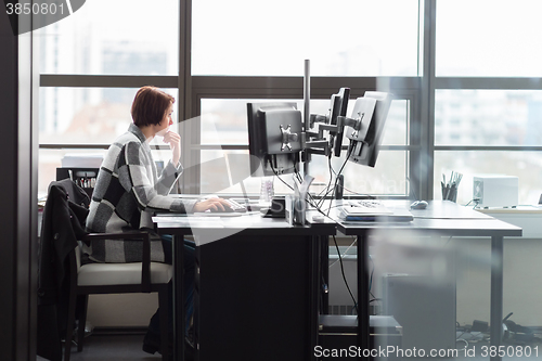 Image of Business woman working in corporate office.