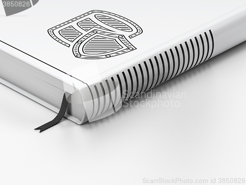 Image of Programming concept: closed book, Database With Shield on white background