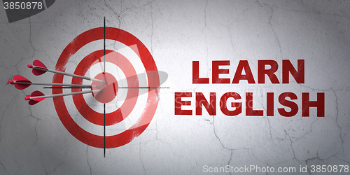 Image of Learning concept: target and Learn English on wall background