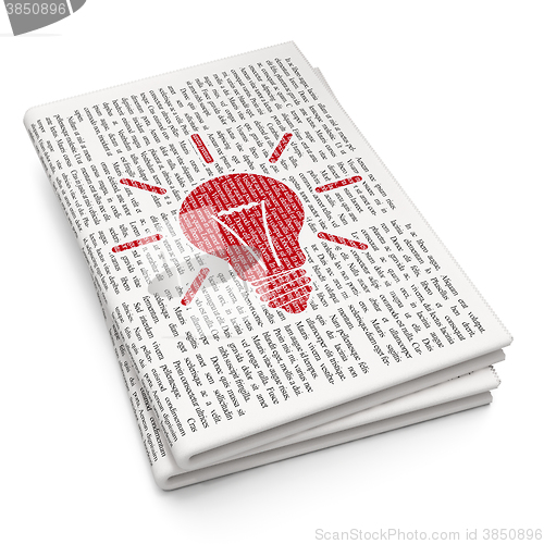 Image of Business concept: Light Bulb on Newspaper background