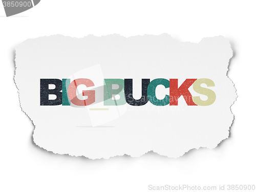 Image of Finance concept: Big bucks on Torn Paper background