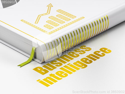 Image of Finance concept: book Growth Graph, Business Intelligence on white background