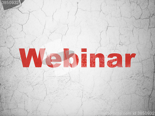 Image of Studying concept: Webinar on wall background