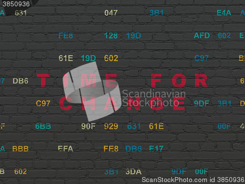 Image of Time concept: Time for Change on wall background