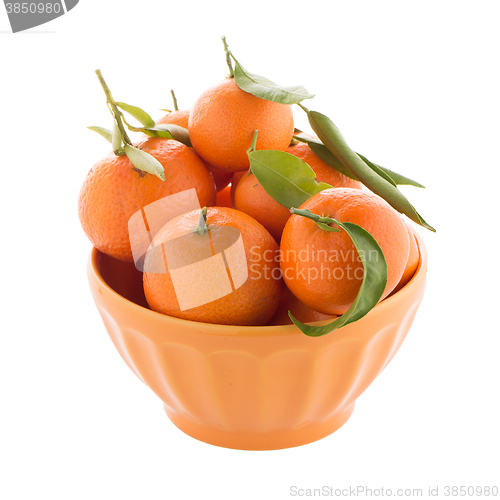 Image of Tangerines on ceramic orange bowl 