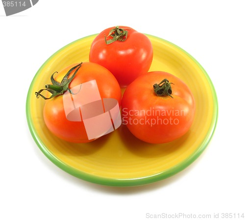 Image of tomatoes on a yellow plate