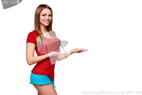 Image of Full length girl showing blank copy space