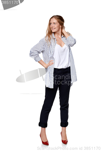 Image of Full length of beautiful blond fashion model posing