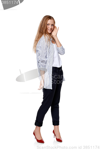 Image of Full length of beautiful blond fashion model posing