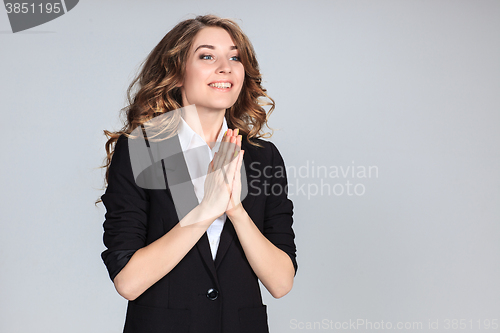 Image of The young woman\'s portrait with happy emotions