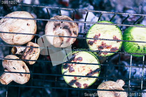 Image of grilled zucchini and mushrooms