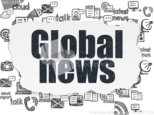 Image of News concept: Global News on Torn Paper background