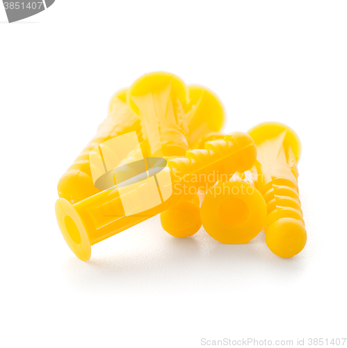 Image of Yellow plastic dowels