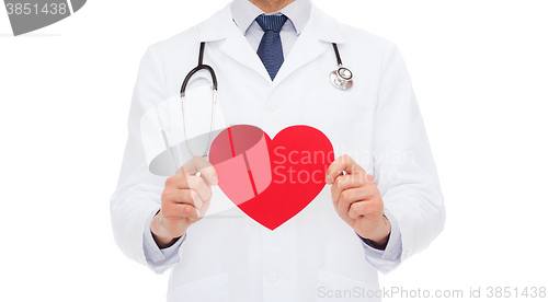 Image of male doctor with red heart