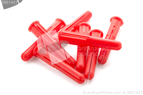 Image of Red plastic dowels