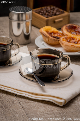 Image of Portuguese Custard Tarts with Coffee