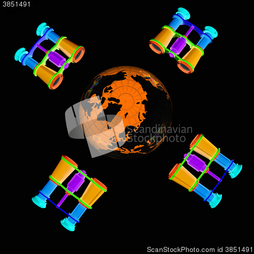 Image of binoculars around earth