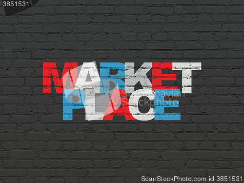 Image of Marketing concept: Marketplace on wall background