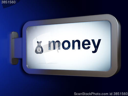 Image of Business concept: Money and Money Bag on billboard background