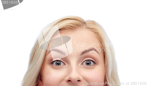 Image of happy young woman or teenage girl face