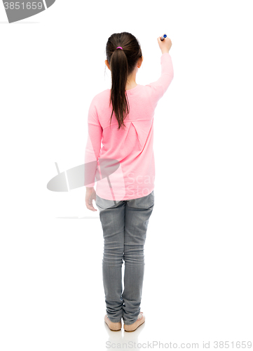 Image of little girl drawing or writing with marker