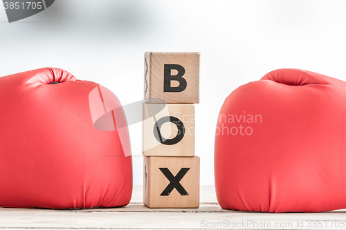 Image of Boxing gloves and a boxing sign