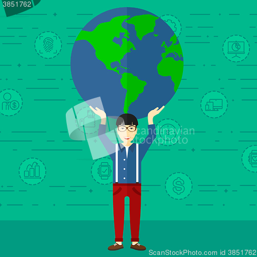 Image of Man holding globe.