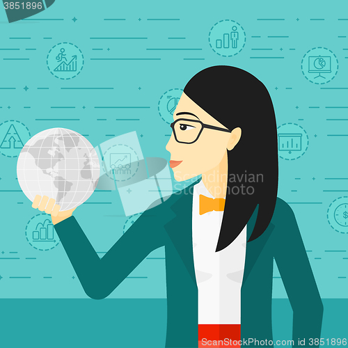 Image of Woman holding globe.