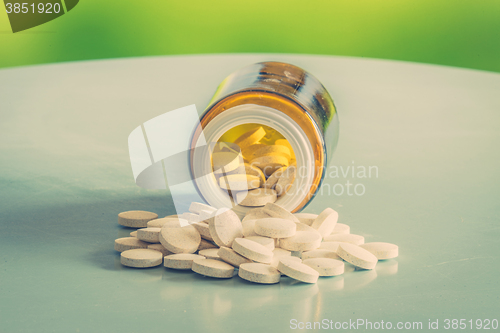 Image of Pills coming out of a glass