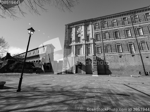 Image of Rivoli Castle in Rivoli in black_and_white